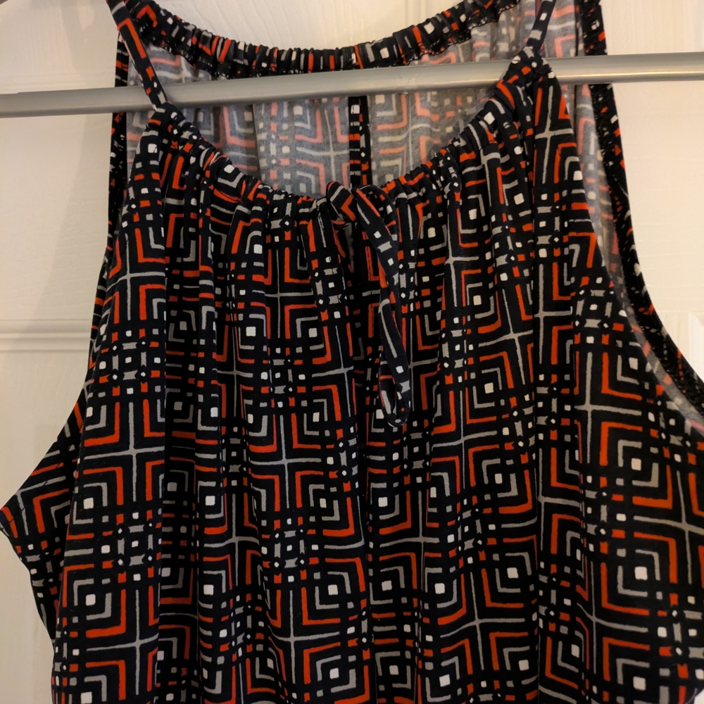 Banana Republic Black and Orange Geometric Blouse